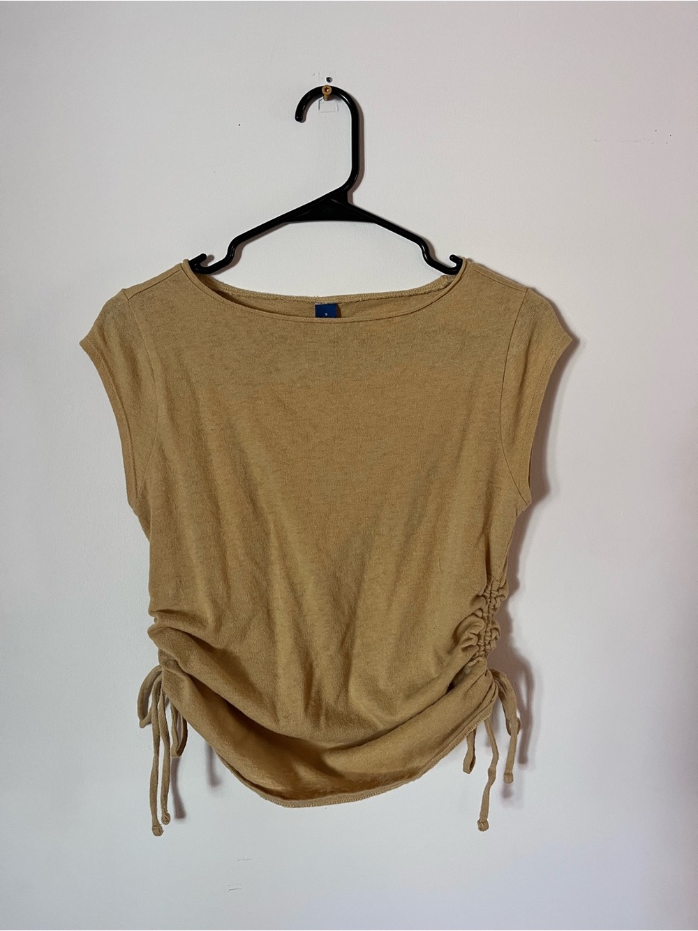 Casual Drawstring Side Ruched Tank Top - yellow